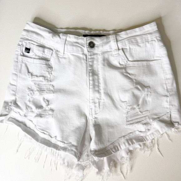 KANCAN White Distressed High Rise Denim Shorts Women’s Size 9 / 28 - Picture 3 of 6